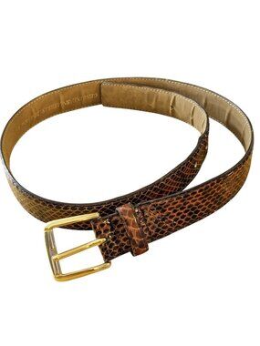 Vintage TOLEDANO Geniune Snake Skin Leather Belt Brown Western 28 to 33 in
